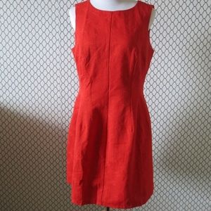 ASOS Textured Orange Cotton Blend Fully Lined Sleeveless A Line Dress - Size 10